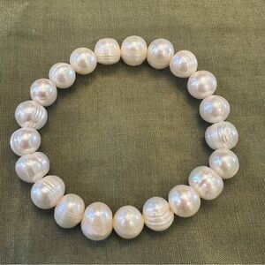 Handmade 10mm Freshwater Round Cream Pearl Bracelet Classic Elegant